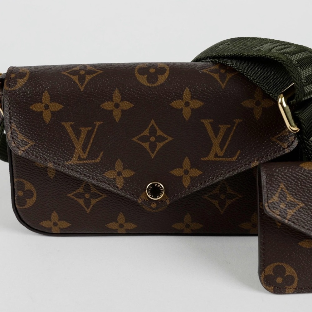 Louis Vuitton Felicie Green Interior Shoulder Bag Brown Canvas